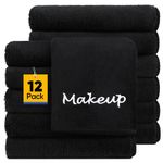 UNIMADE - Makeup Remover Cloths 12 Pack Black Face Wash Cloths Soft Coral Fleece Microfiber Face Towels for Face, Hands and Bath (13 x 13 inch)