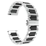 BINLUN Replacement Watch Band Stainless Steel Ceramic Watch Bracelet Polished Strap 12mm/14mm/16mm/18mm/20mm/22mm with Butterfly Buckle 6 Colors (22MM, Silver Steel and Black Ceramic)