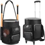 JMIANeodark 6 Gallon Baseball Bucket bag, Baseball Coaches Bag with Removable Trolley, Holds Baseball Barrels, Baseball Bats, with Multiple Storage Pockets, Rolling Baseball Bag for Men Women