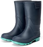 DREAM PAIRS Kids Rain Boots Easy-On Lightweight Non-Slip Outsole for Boys & Girls Outdoor Rainy Day Play,Size 3 Little Kid,Navy/Green,KKUMRB2506