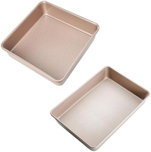 Ultra Cuisine Square Cake Pan Bundle - 9x13 Inches Cake Baking And Brownie Pan & Square Cake Pan 8x8 Inches