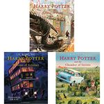 Harry Potter And The Goblet Of Fire: Illustrated Edition + Harry Potter And The Prisoner Of Azkaban: Illustrated Edition + Harry Potter And The Chamber Of Secrets (Set of 3 Books)