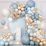 Dusty Blue Balloon Arch Kit, 111pcs Baby Blue Balloon Garland Kit with Blue and White Balloons Gold Balloons, Blue Balloons Arch for Men Boys Birthday Party Decorations,Baby Shower,Christening,Wedding