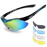 Cycling Glasses UV Protection, Sport Polarized Sunglasses with 5 Lenses for Women Men Suitable for Driving, Cycling, Fishing, Running and Golf