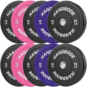 HANDBODE Bumper Plates 540 lb Set, Olympic Weight Plates Set of 2, Rubber Bumper Weights Plate with 2 Inch Steel Insert for Barbell, Standard Strength Training Plates for Weightlifting