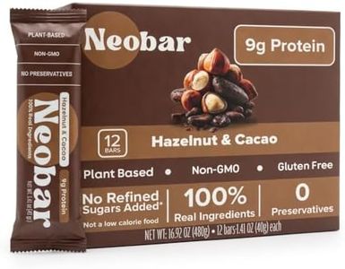 NEOBAR Fruit and Nut Bars - Plant-Based Vegan Snack Bars, Gluten Free Dairy Free Snacks, No Preservatives, No Refined Sugars Added, Non-GMO | Hazelnut & Cacao, 9g Protein,12 Count