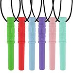 SunFuture Sensory Chew Necklace for Boys Girls Kids,Chewing Pendant,Silicone Teether Necklace Chewing Tool, Teether Toy for Autism,Teething,ADHD,Biting,Oral Motor(6 Pack)