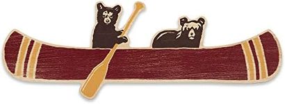 Open Road Brands Bear Cubs in Canoe Wood Wall Decor- Large Canoe Wall Art for Lake House, Cabin or Man Cave