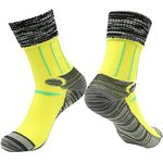 Waterproof Skiing Socks, RANDY SUN Men's All-Weather Breathable Running Perfect Fits Socks Multisport Golf Socks Reinforced Toe Stitching Lasting Durability Machine Wash,Yellow Black Grey L