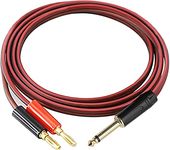 XMSJSIY 1/4 TS to Banana Plug, 6.35mm TS Phono to Banana Plug Speaker Audio Cable,Gold-Plated 1/4 TS Male to Dual Banana Plugs OFC HiFi Speaker Wire for DJ Application, Mixer, Headphone Jack-2m