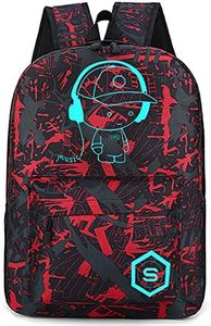 FLYMEI Luminous Backpack, Cool Bookbags for Men, Anime Backpack for Teen Boys, Red, 11.4'' X 6.7'' X 18.9'', Laptop