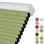 Persilux Custom Size 100% Blackout Windwo Blinds Cellular Shades Cordless Roller Blinds Honeycomb Waterproof Thermal Insulated Window Shades for Home, Office and Patio Doors Green