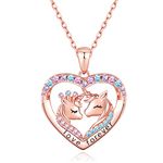 Jewlpire Multi-Design Unicorns Gifts for Girls Women Colorful CZ Heart Pendant Unicorn Necklaces with 925 Sterling Silver Chain Unicorn Gift Birthday Gifts Christmas Gifts for Girls-Rose Gold