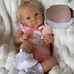 RXDOLL 18 Inch Vinyl Full Body Silicone Reborn Baby Dolls Girl Realistic Newborn Baby Dolls Blonde Hair Real Life Newborn Anatomically Correct Baby Doll with Blue Eyes
