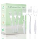 Plastic Forks 100 Pieces,6.7 Inch Reusable Plastic Forks Transparent and Robust Cutlery Sets for Birthday Party Barbecue Party Wedding ect