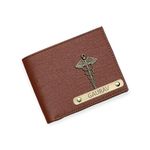 The Unique Gift Studio Leather Wallet for Men and Boys Customized Wallet Customise Gifts for Men | Personalized Wallet with Name & Charm Purse - Tan