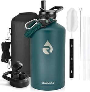 RAYMYLO One Gallon Water Bottle Insulated, Triple Walled Vacuum Stainless Steel (Cold for 48 Hrs), Leak Proof & Non-BPA, Large Water Flask Jug with Paracord Handle & Straw Spout Lids