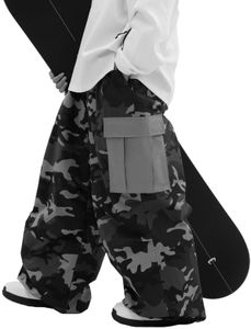 SNOWVERB Womens Mens Super Baggy 15K Waterproof Ski Snowboard Pants Mountain Freestyle Insulated Windproof Snow Pants Camo