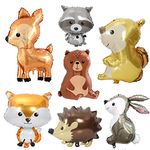 7PCS Woodland Animal Balloons Forest Animals Foil Mylar Balloon for Woodland Themed Baby Shower,Jumbo Bunny Fox Squirrel Hedgehog Raccoon Balloons Woodland Balloons for Birthday Party Decorations …