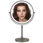 SLIMOON 9" Large Lighted Makeup Mirror, 1X/10X Magnifying Mirror with Light, 3 Colors Brightness Adjustable, Rechargeable Double Sided Vanity Mirror with 80 LED Lights Grey