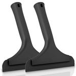 EHDIS All-Purpose Silicone Squeegee for Shower Glass, Window Cleaning, Auto Water Blade Wiper 6'' Blade and 7.5'' Long Handle Squeegee for Car Windshield, Window, Mirror, Glass Door (Pure Black, 2)