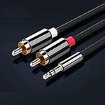 REALMAX® 1M 2M 3M Meter Stereo 3.5mm Jack Plug to TWIN 2 x RCA PHONO Audio Lead GOLD CABLE (3m)