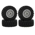 4 PCS MEUS RACING RC Tires 1.2 inch Wheels 64 * 24 Tires for TRX4M SCX24 FCX24 RC (Titanium, Type B)