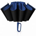 Zemic UV Reversible Umbrella with Novelty Carabiner Handle, Travel-Friendly Umbrellas for Sun & Rain Protection, Windproof Compact, Automatic Open/Close, 8 Dual Ribs, Portable Umbrella for Men and Women (Navyblue)