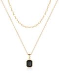 Mesovor Gold Crystal Layered Necklaces for Women Trendy, 18K Gold Plated Paperclip Choker Necklace | Birthstone Necklace Jewelry Gifts (Black)