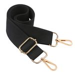 Aucuu Luggage Straps, Wide Shoulder Strap Adjustable Crossbody Bag Strap with Metal Swivel Hooks, Replacement Handbag Belt for Crossbody Bag, Luggage, Laptop and Duffle - Black