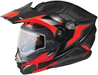 ScorpionEXO AT950 Cold Weather Adventure Snowmobile Modular Helmet Electric Shield with Breath Box DOT Approved Ellwood (Red - Medium)