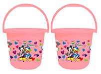 Kuber Industries Disney Team Mickey Print Multipurpose Plastic Bucket, 16 LTR (Pink)-Pack of 2 -HS_35_KUBMARTS17380