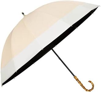 Wpc. Strongest Parasol UVO (Ubo) Long Umbrella/12K Cut-Off Beige x Off, 100% Light Shading & UV Protection, UPF50+/Heat/Rain/Rain/Rain/Rain/Rainy Ribs: 21.7 inches (55 cm), Women's, Bamboo Handle,