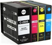 ExtraPrint 4 Pack Compatible Replacement for Canon PGI-2600XL PGI2600XL High Yield Ink Cartridge [1BK,1C,1M,1Y] for IB4060 MB5060 MB5160 MB5360 MB5460