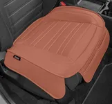 Motor Trend Seat Cover for Cars Trucks SUV, Faux Leather Brown Padded Car Seat Cover with Storage Pockets, Premium Interior Automotive Seat Cover