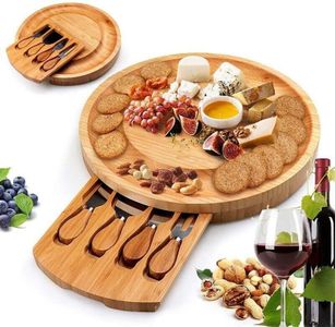 Wooden Cheese Board with Cutlery Cutting Set Serving Chopping Charcuterie Board