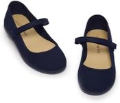 Childrenchic Mary Jane Shoes for Girls – Classic & Comfortable Canvas Dress Shoes for Toddlers & Kids – Perfect Flats for School, Play, and Special Occasions (Canvas, Navy Blue, 12 Little Kid)
