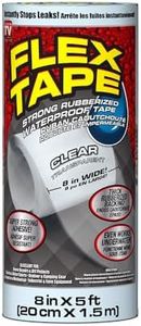 Flex Tape Rubberized Waterproof Tape, 8" x 5', Clear