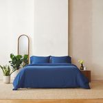 Benji Sheets - Premium Sheet; 1 Fitted Sheet, 1 Flat Sheet and 2 Pillow Cases - No Harmful Chemicals - Deep Fitted Pockets - Performance Fabric is Antimicrobial and Hypoallergenic (Navy, King)