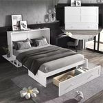 BTM Double Bed, Murphy Bed, Double Bed with Storage Drawer & Foldable Shelves, Multifunctional Bed, Household Bed 4FT6(135 * 190cm)