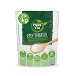 Pure Via Erythritol 2 X 1kg pack, Zero Calorie & Keto Friendly Sugar Alternative, Non-GMO Certified