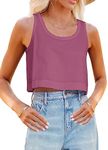 Aoysky Womens Cotton Crop Tops Casual Loose Tank Top Sleeveless Basic Cropped Athletic Yoga Workout Shirt, Purple, Medium