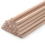 Wooden Dowel Rods Wood Dowels,30 PCS 5/16 x 12" Round Wooden Sticks for Crafting, Macrame Dowel, Unfinished Hardwood Sticks for Arts and DIYers, Crafting, Tiered Cake Support and Wedding Ribbon Wands