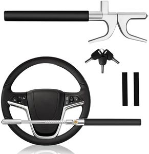 KalraMay Steering Wheel Lock Anti-Theft Device,Car Steering Wheel Lock with Adjustable Features and Safety Hammer，Suitable for All Cars(Black)