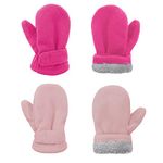 2 Pairs Toddler Mittens Unisex Lined Fleece Gloves Winter Warm kids Mitten for Baby Boys and Girls Rose Red&Pink