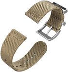 Anbeer Two-Piece Quick Release Nylon Watch Strap with Metal Loop,19mm Double Layered Woven Nylon with Tight Stitching,Replacement Watch Band with Brushed Silver Stainless Buckle