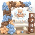 Teddy Bear Baby Shower Decorations For Boy Brown Blue Nude Balloon Garland Arch Kit Teddy Bear Boho Backdrop Wood Grain Baby Box Baby Shower Party Decorations Supplies