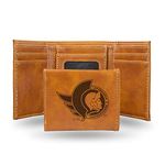 Rico Industries NHL Ottawa Senators Laser Engraved Trifold Wallet Brown