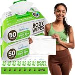 Body Wipes for Women, Extra Moist No Rinse Cleanning Bathing Wipes (2pk), 100 XL Shower Wipes + 8 Deodorizing Bath Wipes - 9"x12" Travel Size Essentials, Toiletries for Women Hygiene, After Gym Wipes