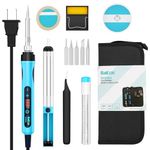 Soldering Iron Kit,90W LED Digital Soldering Gun Kits,Adjustable Temperature Soldering Welding Tool Kit with 5 Solder Tips,Solder Stand,Solder Wire,Desoldering Pump, Tweezers,Auto Sleep